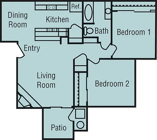 Floor plan 2 Bedrooms 1 Bath