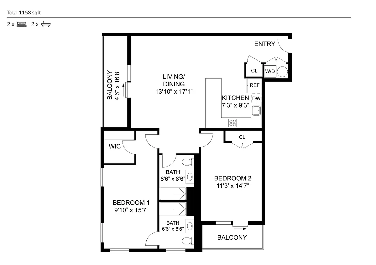 Floor plan 2Bed 2Bath