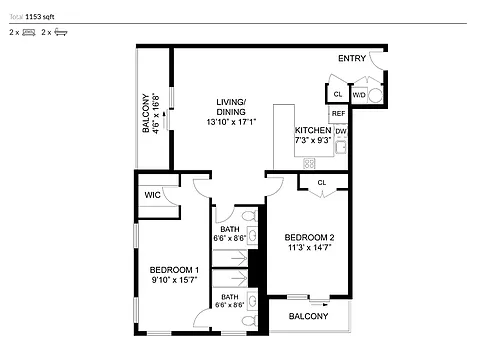 Floor plan 2Bed 2Bath