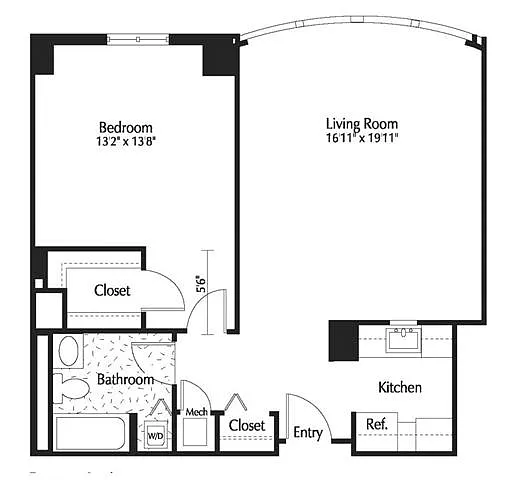 Floor plan 1Bed 1 Bath