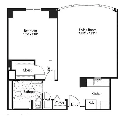 Floor plan 1Bed 1 Bath