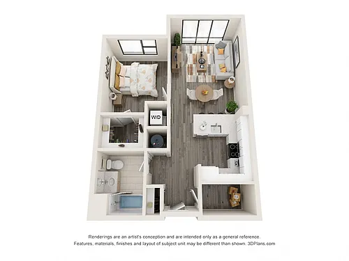 Floor plan One Bedroom Type 1B Floorplan