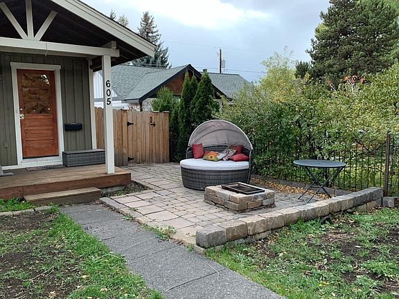 Front paver patio with fire pit