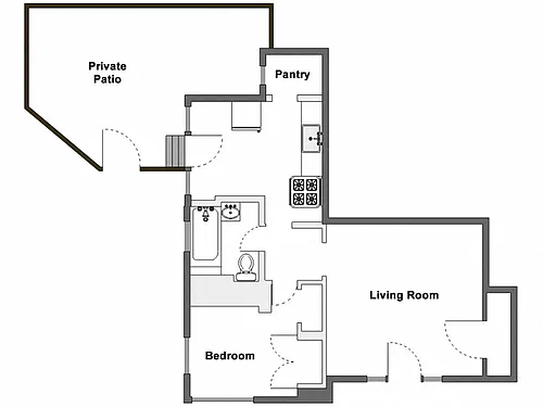 Floor plan 1 Bed / 1 Bath: Type C