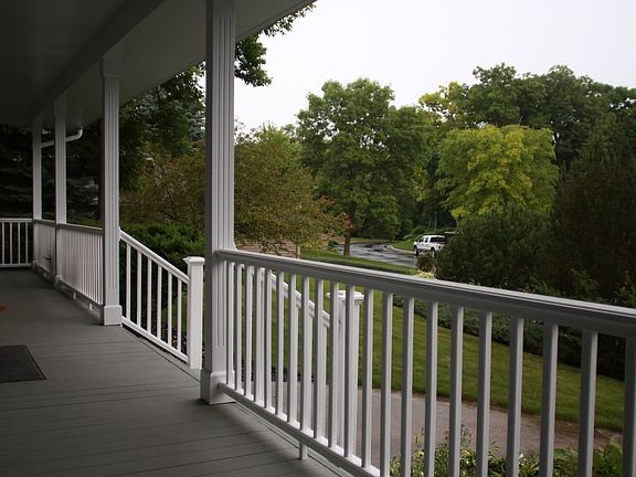 Tree-lined street approach