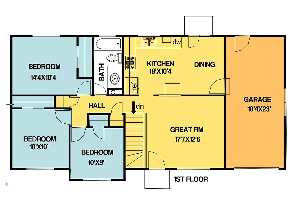 1st floor plan Total sq footage up and down 1936 sf