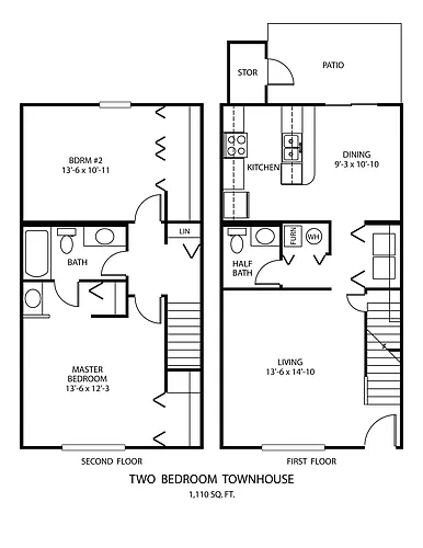 Floor plan Two Bedroom Townhouse