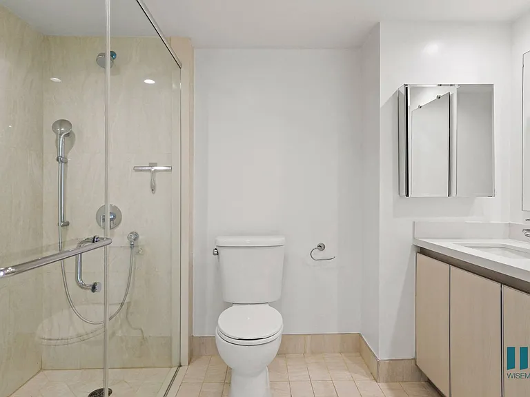 Bathroom with Large Walk-In Shower and Double-Sink Vanity
