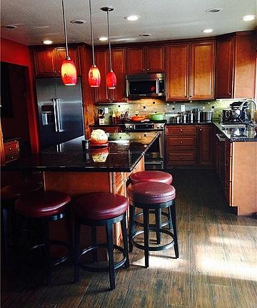 Completely remodeled kitchen with huge center island.