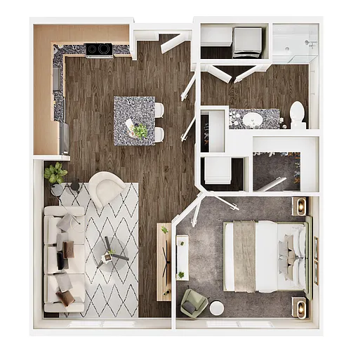 Floor plan One Bed/One Bath | 50% AMI