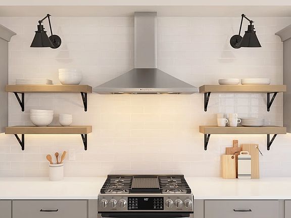 Kitchen with floating shelves