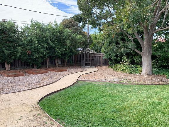 Backyard with planter boxes