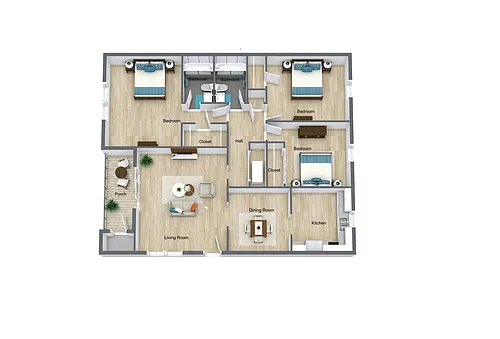 Floor plan 3 Bedroom, 2 Bathroom Renovated