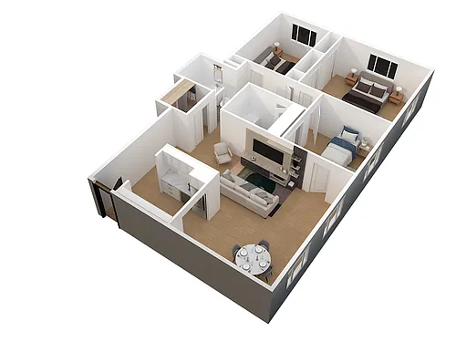 Floor plan 2x2 w Den