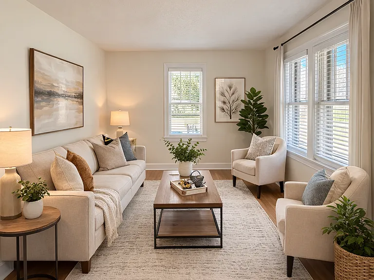 virtually staged photo of living room