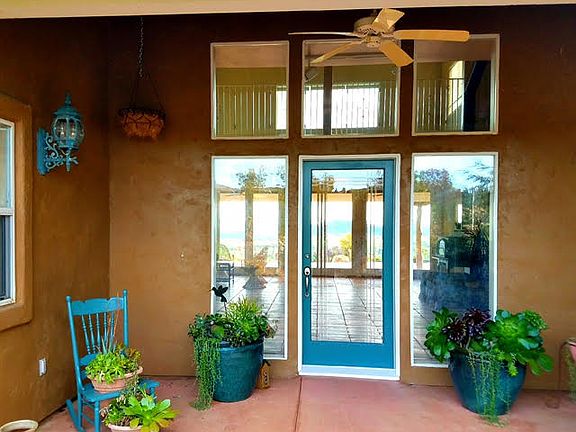 front door and porch