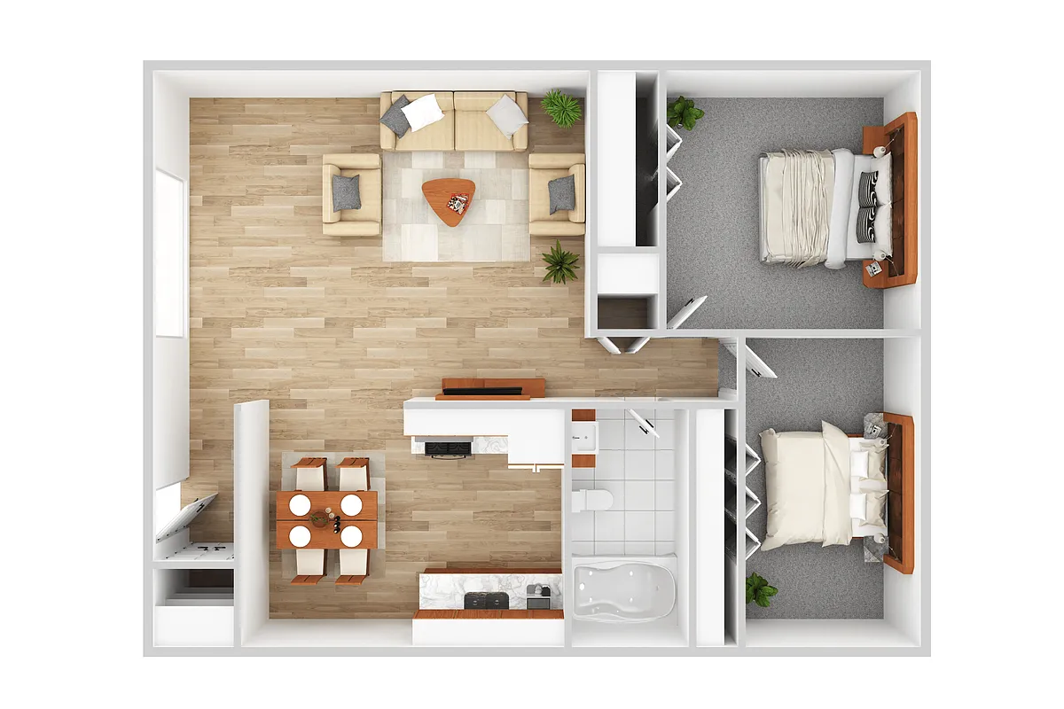 Floor plan 2 Bedroom 1 Bath