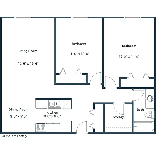 Floor plan Two Bedroom 21A