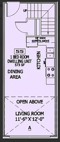 Floor plan Lofted One Bedroom