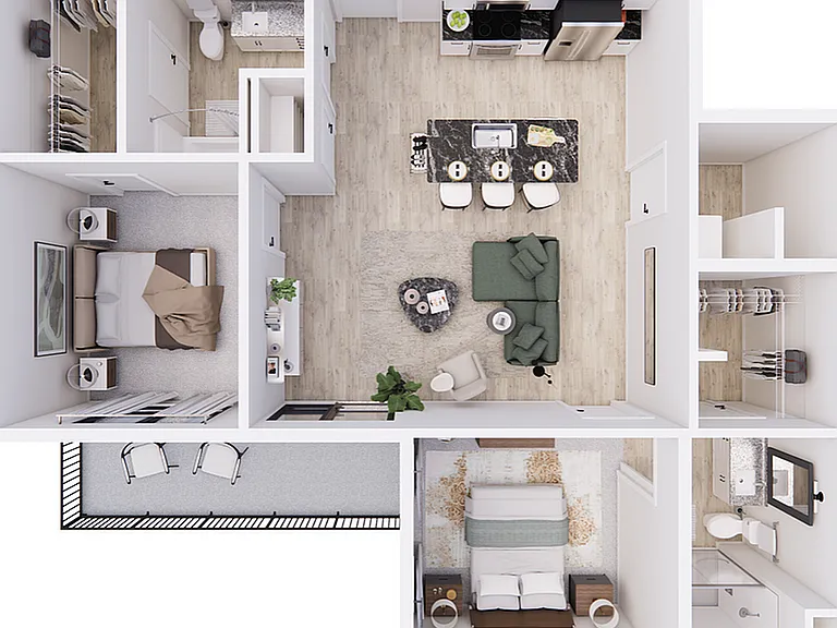 Explore the smart design of this contemporary apartment, crafted for modern living. Explore the smart design of this contemporary apartment, crafted for modern living.
