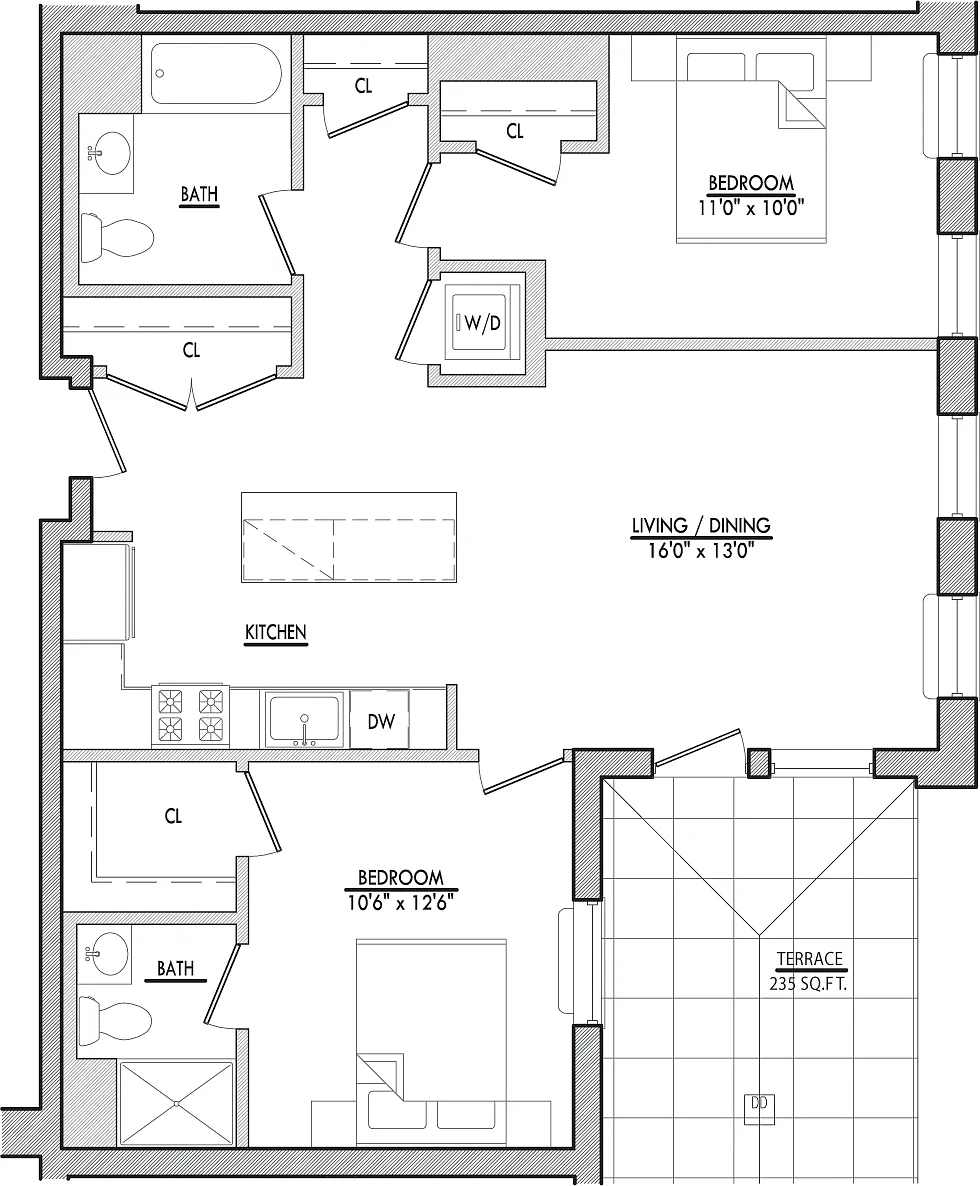 Floor plan B11 with Terrace