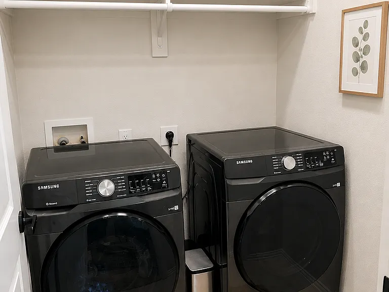 laundry room upstairs. washer and dryer included in rental