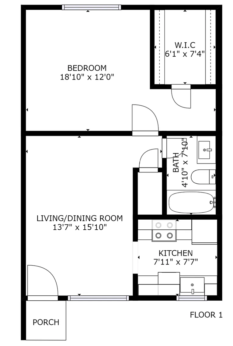 Floor plan 1 bed 1 bath