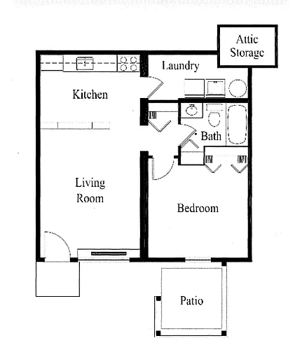 Floor plan One Bedroom One Bath