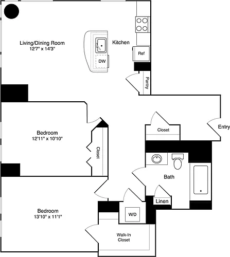 Floor plan 2 Bedroom Unit 8I
