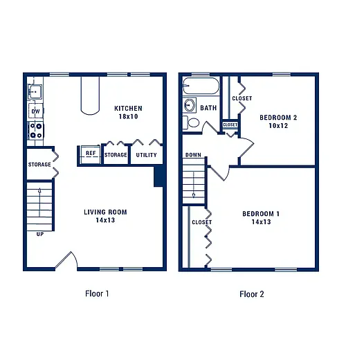 Floor plan 2 Bedroom 1 Bath C