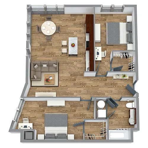 Floor plan The Two Bedroom 2 (Blue)