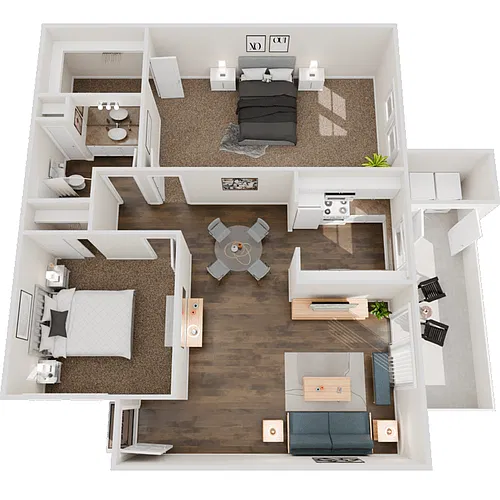 Floor plan 2 Bed 1 Bath