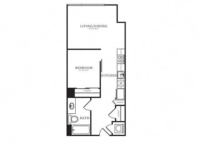 Floor plan Jr 1 Bed/1 Bath-B1A.3