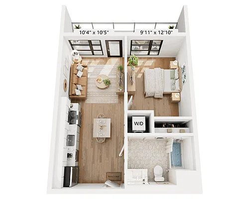Floor plan One Bedroom - A1H