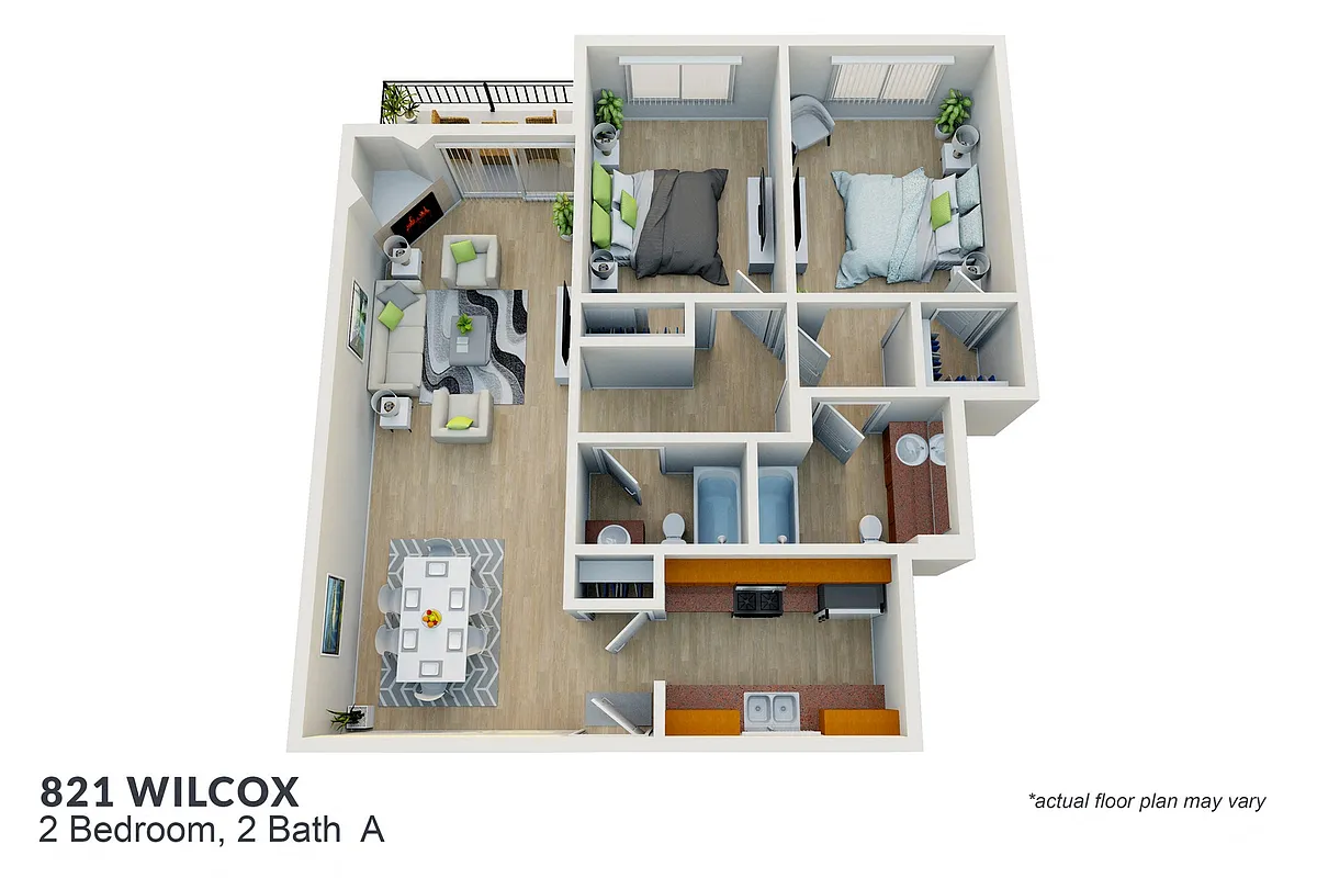 Floor plan 2 Bedroom, 2 Bath