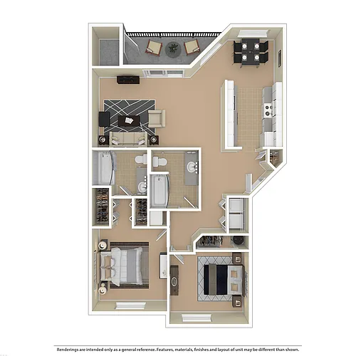 Floor plan 2 Bedroom, 2 Bathroom