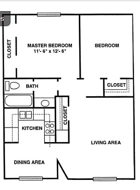 Floor plan Villa 3 - 2 bedroom 1 bath