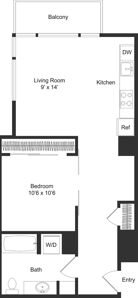Floor plan One Bedroom C1