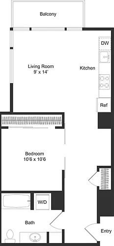 Floor plan One Bedroom C1