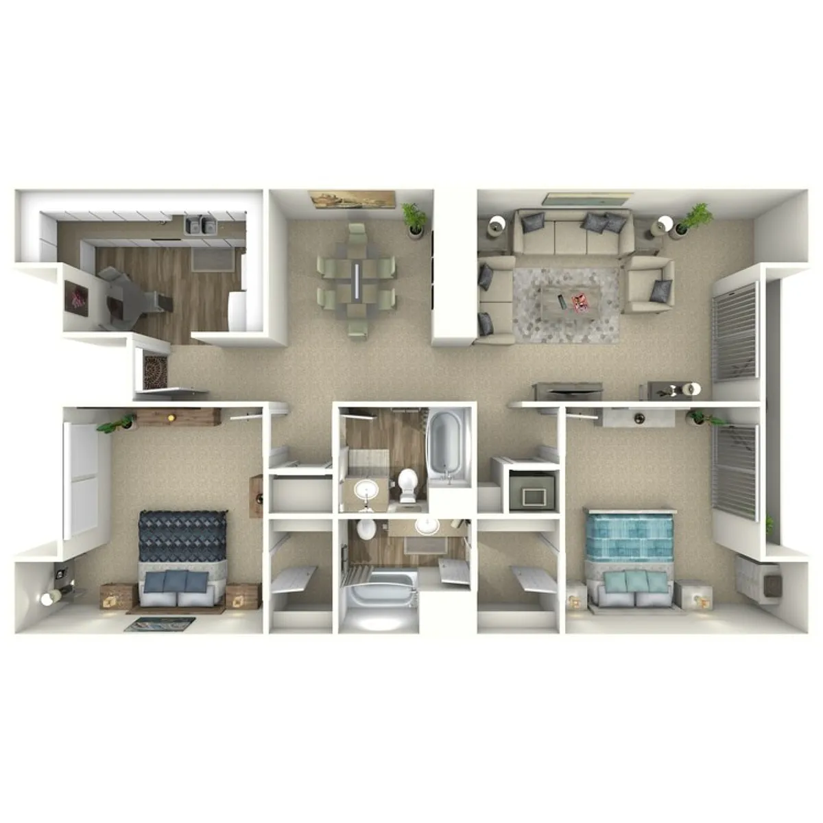 Floor plan 2 Bedroom 2 Bath