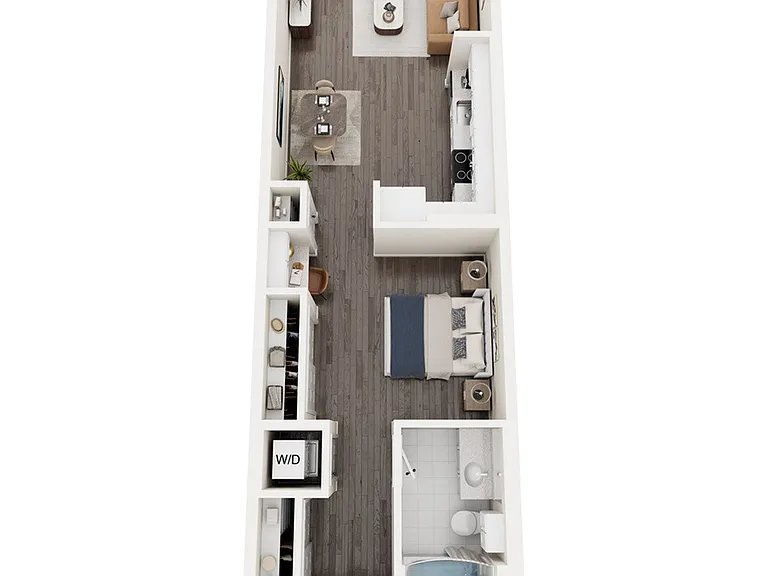 Explore this stylish studio apartment with a modern layout and efficient design. Explore this stylish studio apartment with a modern layout and efficient design.