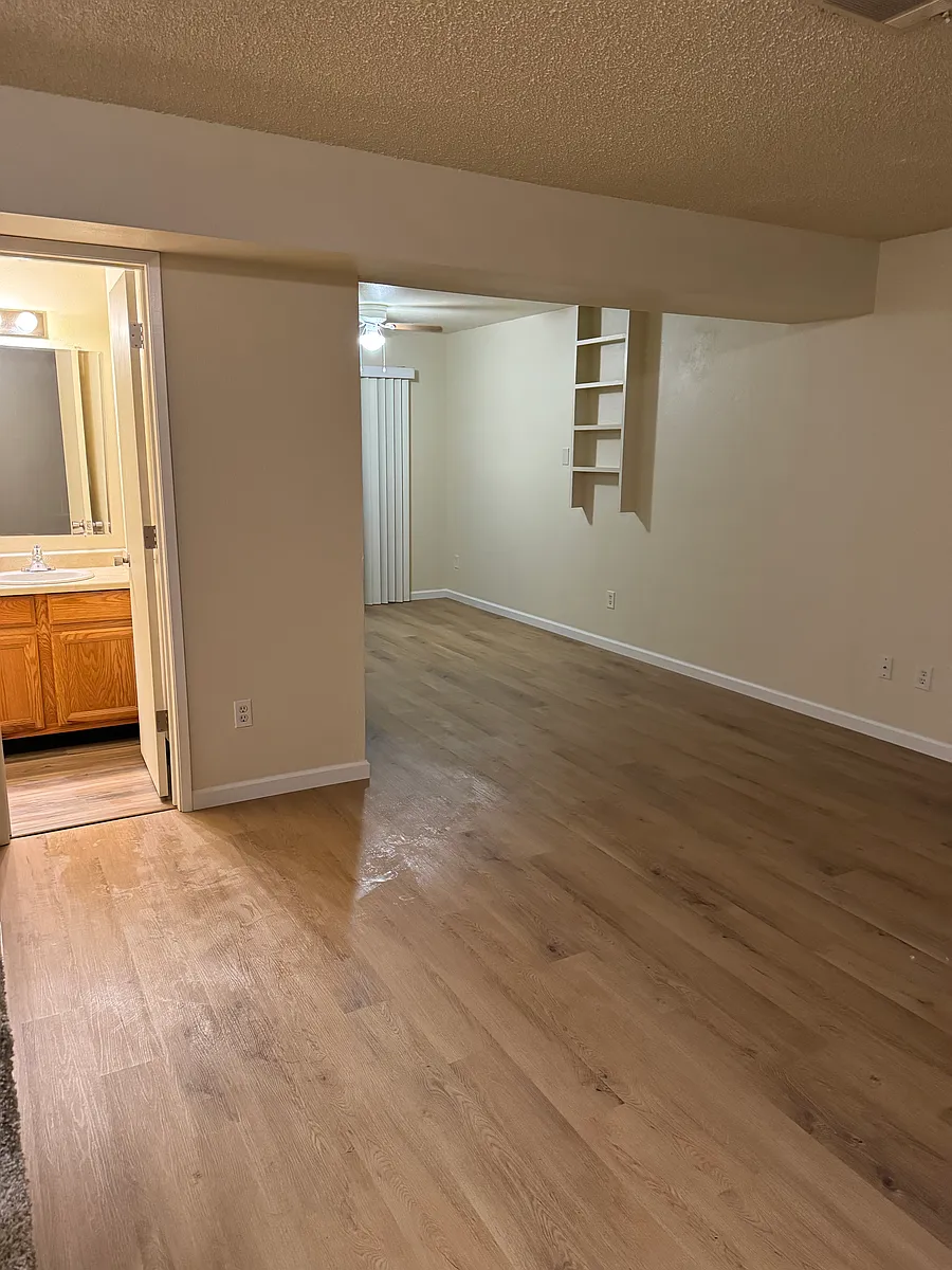 Step down from front door looking towards the kitchen and back deck - 2429 Court St #A