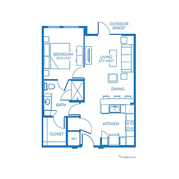 Floor plan A1 | 1 Bed | 1 Bath