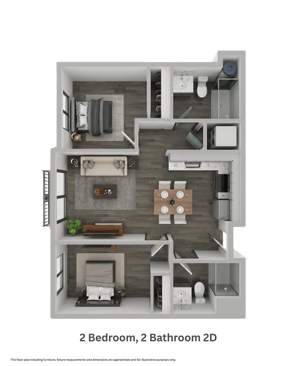 Floor plan Two Bedroom, Two Bathroom 2D (mkt)