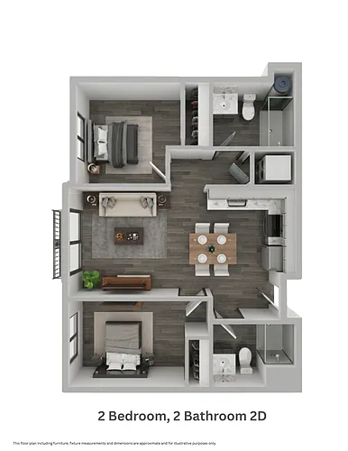 Floor plan Two Bedroom, Two Bathroom 2D (mkt)