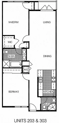 Floor plan Two-Bathroom Two-Bedroom - C