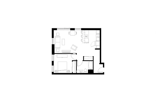 Floor plan 1 Bedroom 1 Bath