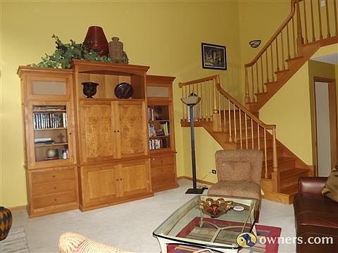 Living room with vaulted ceiling