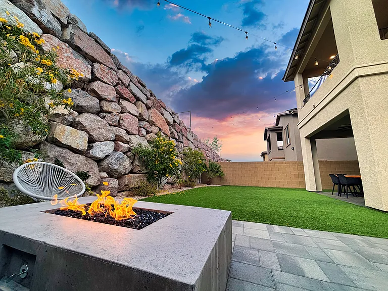 Firepit and Rock Wall