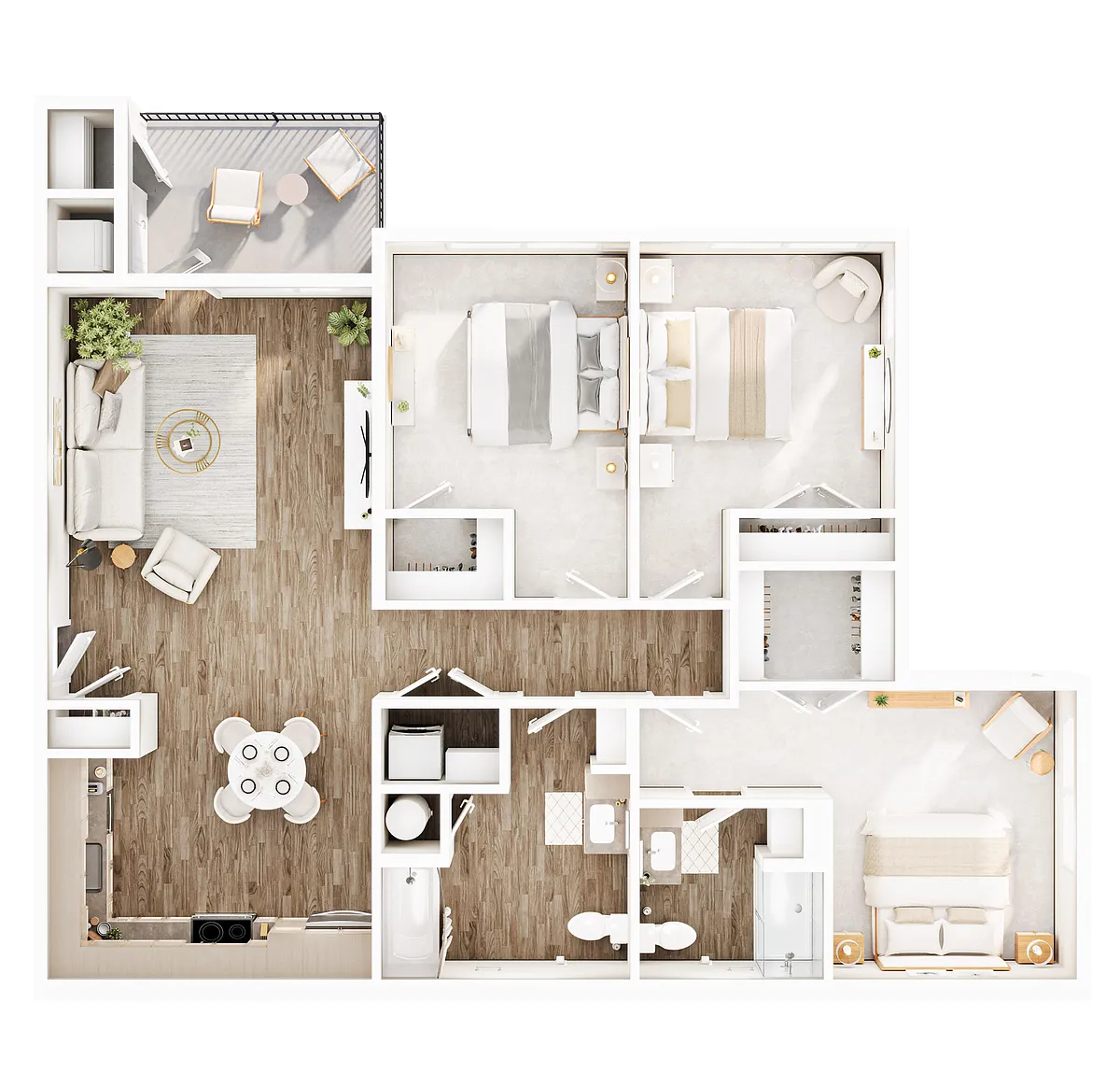 Floor plan Three Bedroom 40 AMI